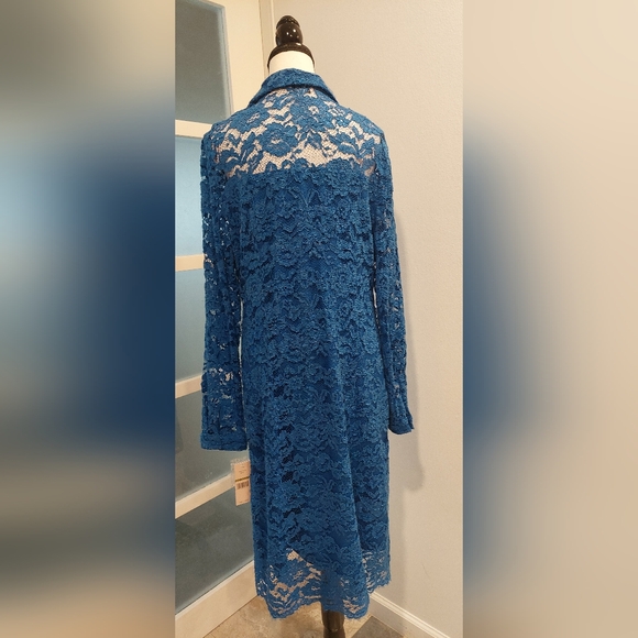 Nanette Lepore Blue Lace Long Sleeve Dress - Picture 4 of 6